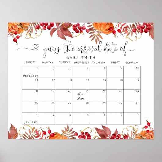 Poster Automne Petit citrouille Devinez le calendrier de (Devant)