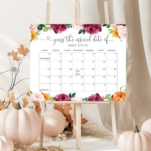 Poster Automne Petit citrouille Devinez le calendrier de 