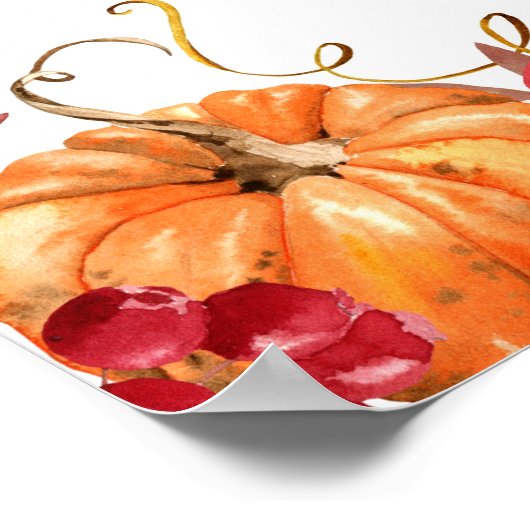 Poster Automne Petit citrouille sur le chemin signe de bi (Coin)