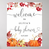 Poster Automne Petit citrouille sur le chemin signe de bi (Devant)