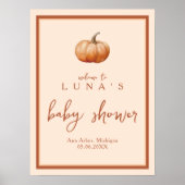 Poster Automne Plaid Un Petit Baby shower Citrouille Accu (Devant)