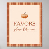 Poster Automne Plaid Un Petit Baby shower Citrouille Sign (Devant)