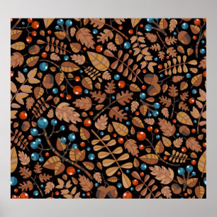 Poster Automne Plantes d'hiver : Motif Vintage