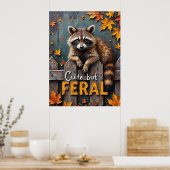 Poster Automne Prowler : Raccoon sur la clôture Patinée (Cuisine)
