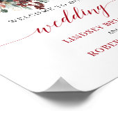 Poster Automne Rouge Floral Feuillage Mariage sur Table  (Coin)