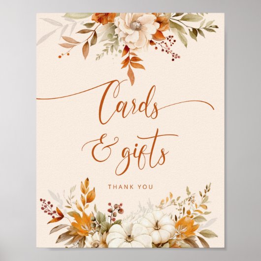 Poster Automne rousse mariée cartes et cadeaux (Devant)