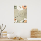 Poster Automne Rustique Automne Blanc, Orange Citrouille  (Cuisine)