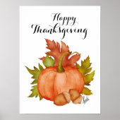 Poster Automne Rustique Bon thanksgiving Citrouille (Devant)