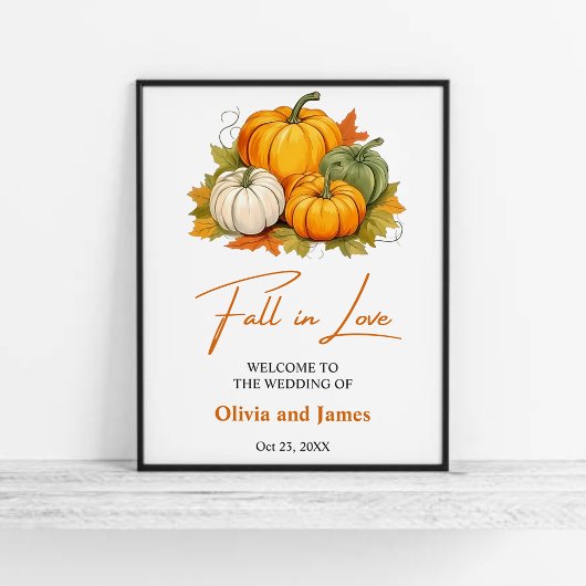 Poster Automne Rustique Citrouille Mariage Bienvenue