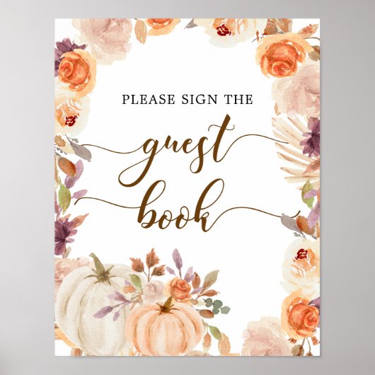 Poster Automne Rustique Citrouille Onederday Guest Book (Devant)