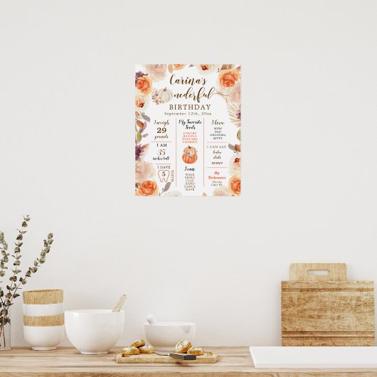 Poster Automne Rustique Citrouille Onederday Sign (Cuisine)