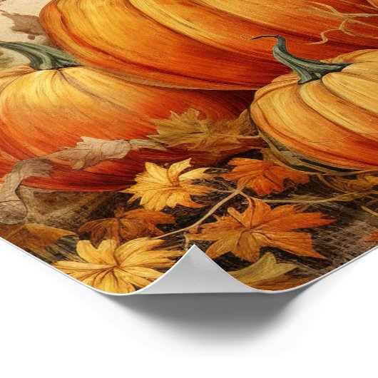 Poster Automne Rustique Orange Citrouille (Coin)