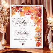 Poster Automne rustique peint boho fleuri mariage accueil