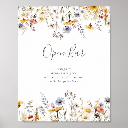 Poster Automne Sunshine Fleur sauvage Mariage Open Bar (Devant)