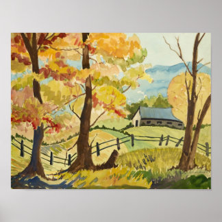 Poster Automne sur la ferme
