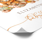 Poster Automne Teddy Ours et Baby shower Citrouille Bienv (Coin)