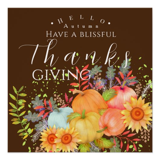 Poster Automne Thanksgiving Brown (Devant)