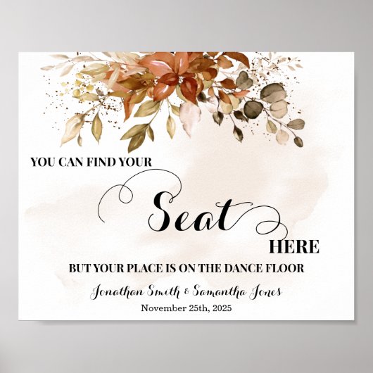 Poster Automne Trouvez Votre Siège Mariage (Devant)