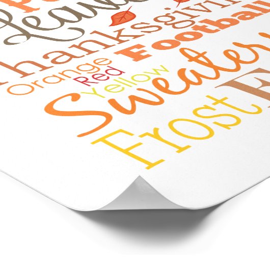 Poster Automne Typographie Automne Art mur (Coin)