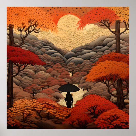 Poster automne Ukiyo-e Japon (Devant)