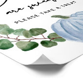 Poster Automne Vert Bleu Citrouille Bébés sont doux trait (Coin)