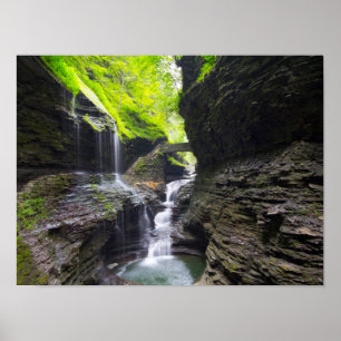 Poster Automnes d'arc-en-ciel et cascade, gorge de