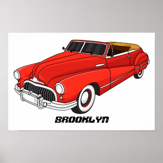 Poster Automobile classique rouge 1948 (Devant)