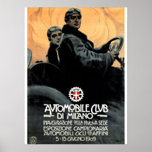 Poster AUTOMOBILE CLUB DI MILANO Publicité Voiture Vintag