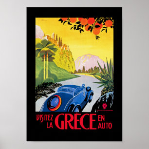 Poster Automobile d'en de Grece de La de Visitez