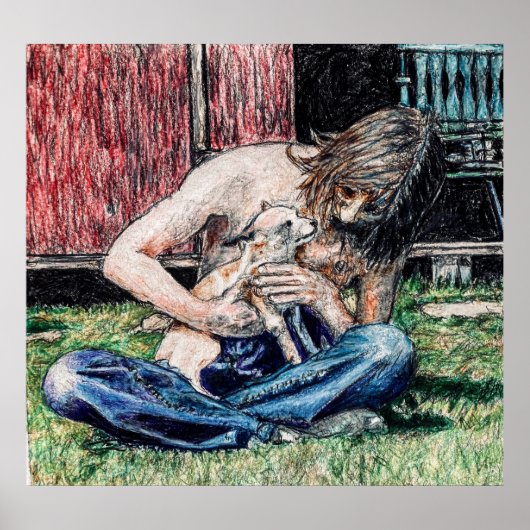 Poster "Autoportrait 1974" photo de mon chien et moi (Devant)