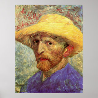 Poster Autoportrait avec Casquette de paille par Vincent