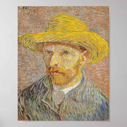 Poster Autoportrait avec Casquette paille (1887) (Devant)