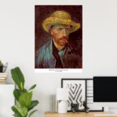 Poster Autoportrait avec Casquette paille et tuyau par va (Bureau à domicile)