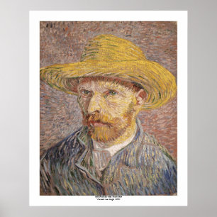 Poster Autoportrait avec Casquette paille par Vincent van