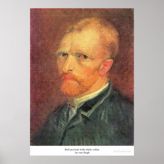 Poster Autoportrait avec col blanc par van Gogh (Devant)
