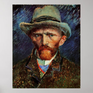 Poster Autoportrait avec le chapeau de feutre gris par