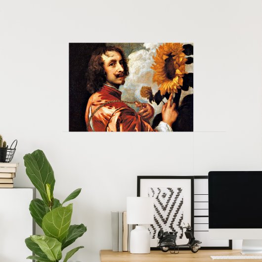 Poster Autoportrait avec tournesol, 1632 artwork (Bureau à domicile)