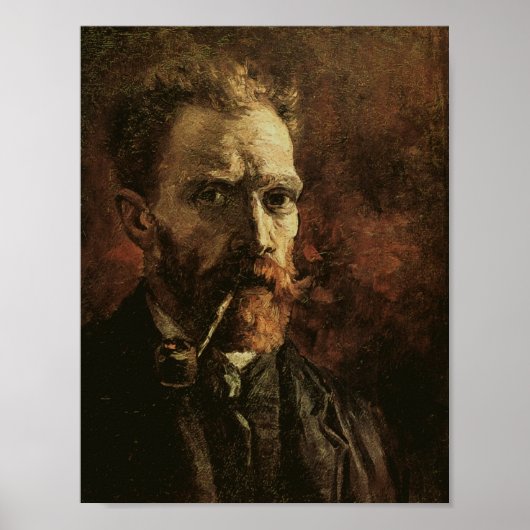Poster Autoportrait avec tuyau, Van Gogh Art (Devant)