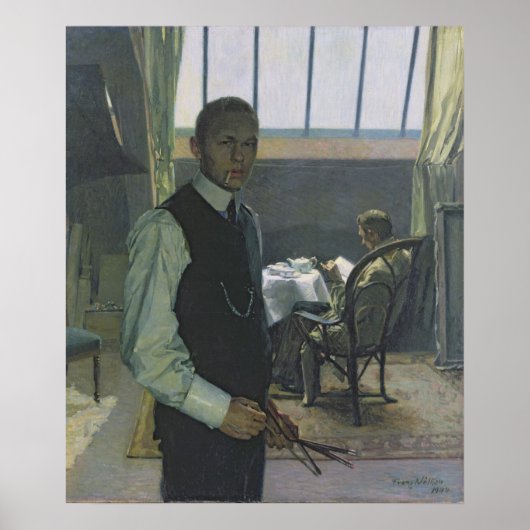 Poster Autoportrait dans le Studio, 1904 (Devant)