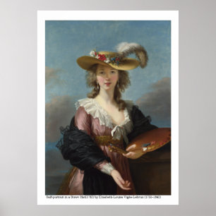 Poster Autoportrait dans un Casquette de paille 1782