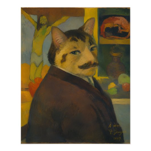 Poster Autoportrait de Paul Gauguin en chat (Devant)