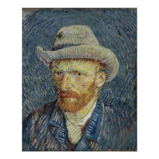 Poster Autoportrait de Van Gogh avec Casquette gris brill (Devant)