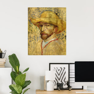 Poster Autoportrait de Vincent van Gogh au chapeau de pai