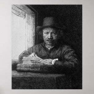 Poster Autoportrait pendant le dessin, 1648