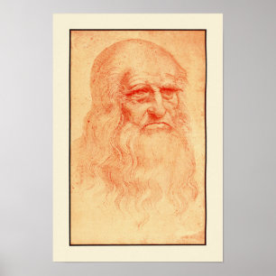 Poster Autoportrait rouge de craie de Leonardo da Vinci
