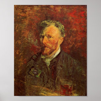 Poster Autoportrait, tuyau et verre, Van Gogh Fine Art