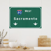 Poster Autoroute Interstate Highway Sacramento California (Cuisine)