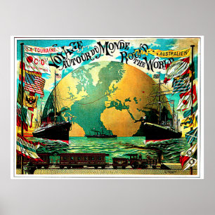 Poster Autour du Vintage voyage de voyage du monde