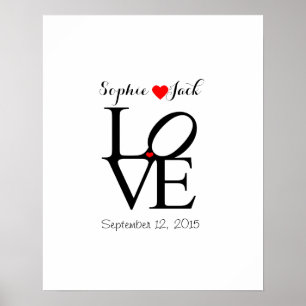 Poster Autre mariage livre d'hôtes LOVE choisir la couleu