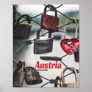 Poster Autriche Love Locks Pont Salzbourg